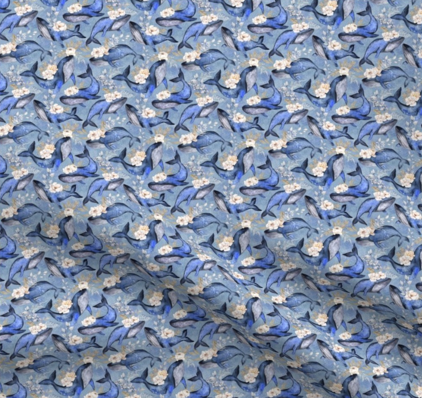 Organic Cotton Dog Snood - Blooming Whales