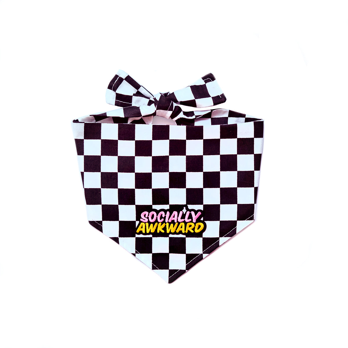 Socially Awkward Black Checkered Bandana