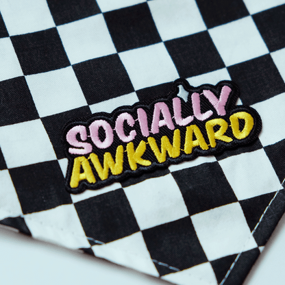 Socially Awkward Black Checkered Bandana